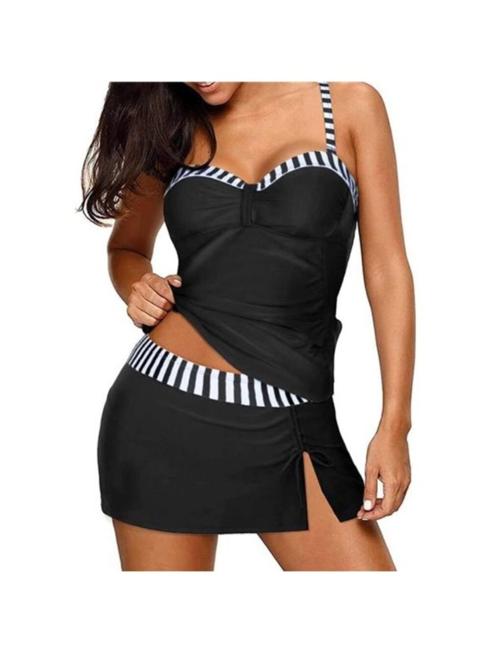 Women's Tankini Swimsuits with Skirt Two Piece Underwire Bathing Suits - Picture 4 of 5